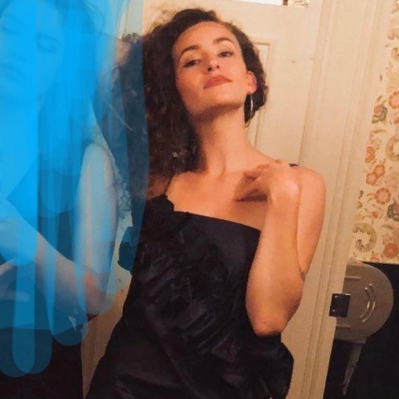 Sparkly Dark Blue Mini Dress with Ruffle Sash Detail XS - Picture 6 of 7